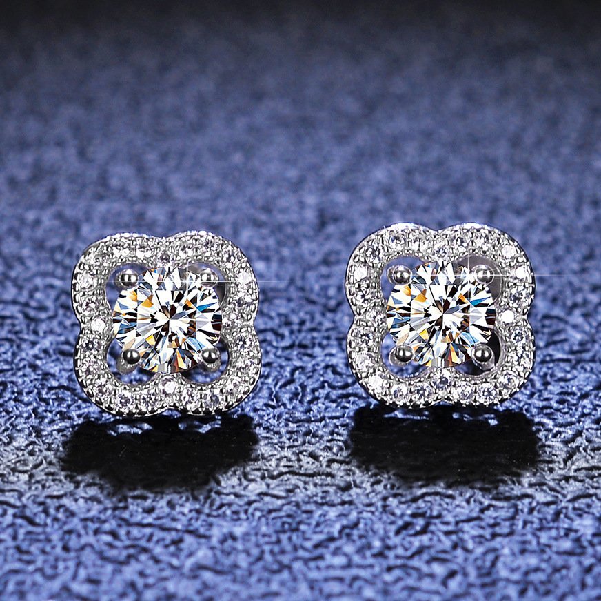 Dazzling GRA Certified Flower Stud Earrings - Image 5
