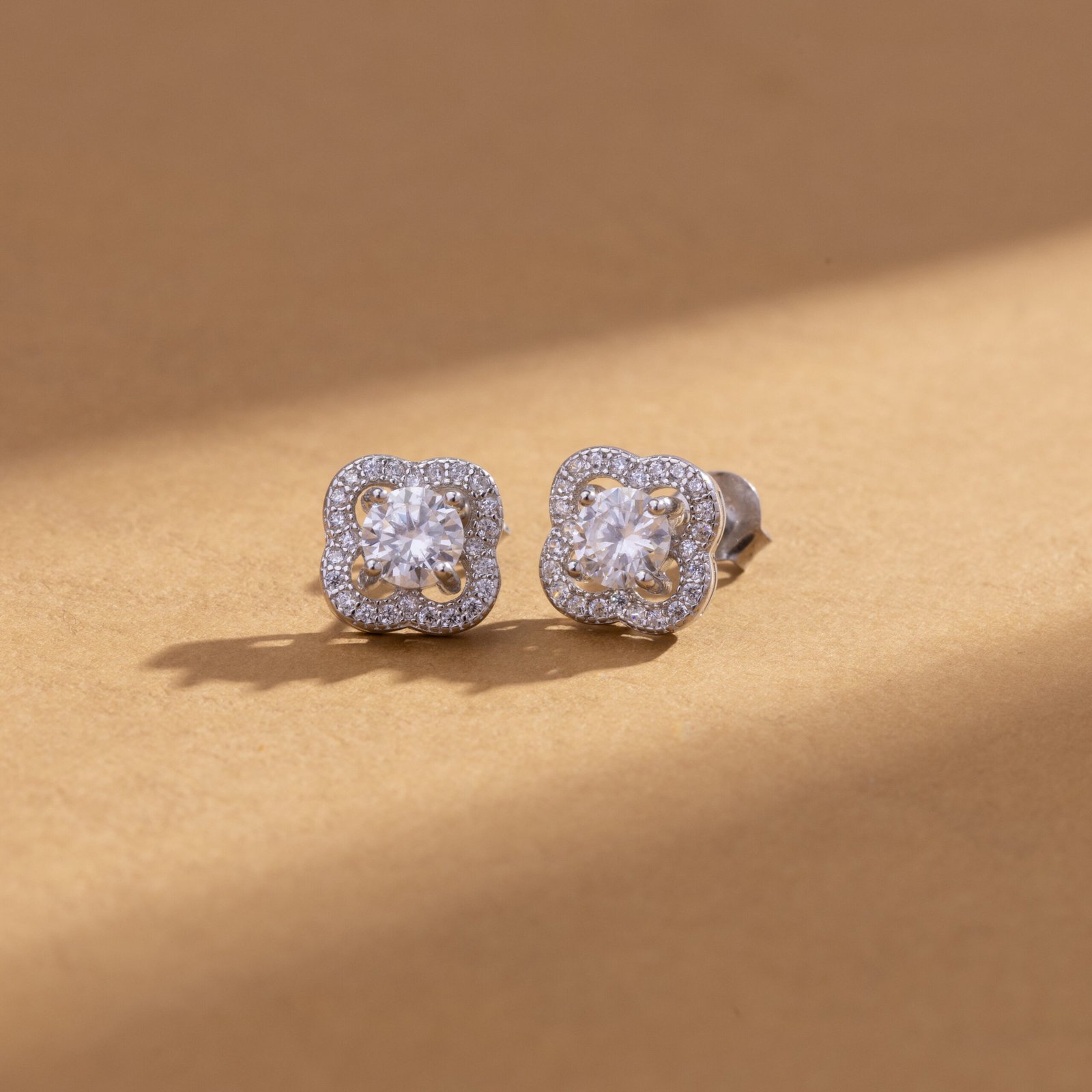 Dazzling GRA Certified Flower Stud Earrings - Image 3