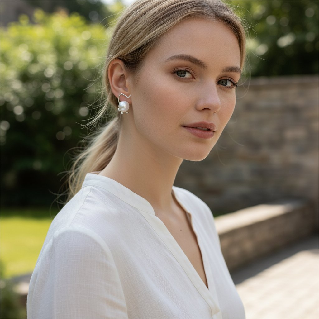 Radiant Leaf Drop Ear Studs - Image 2