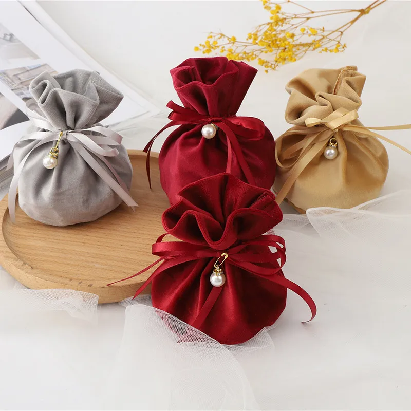 Colorful Velvet Drawstring Pouch Jewellery Earphone Lipstick Storage Bag Multi-Size Cosmetic Pouch