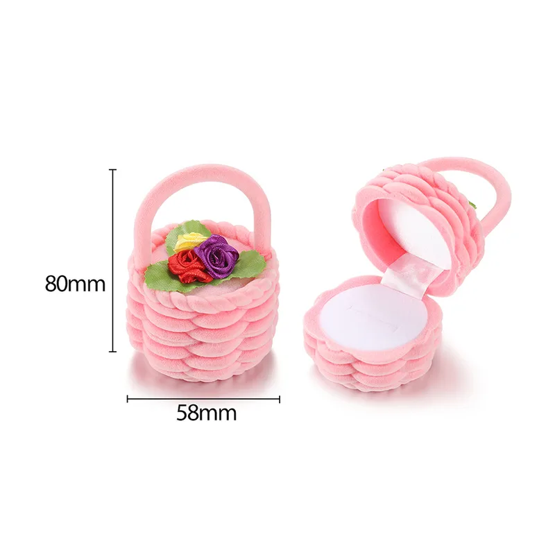 Beautiful Large Flower Basket Flocking Velvet Jewellery Box | Floral Cartoon Shape | Ring & Earring Storage Gift Box