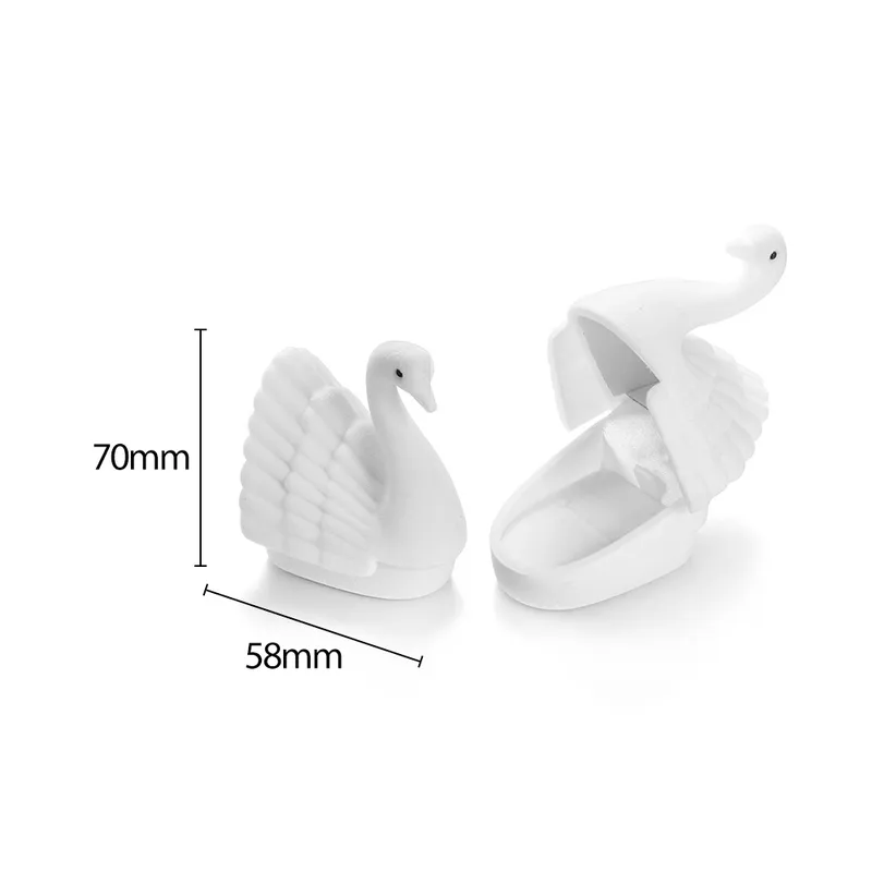 Graceful Little Swan Flocking Velvet Jewellery Box Elegant Swan Shape Ring Earring Storage Gift Box - Image 2