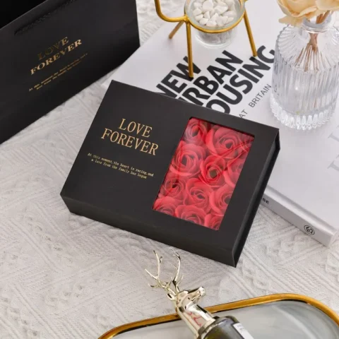 Valentine's Day Flip Window Gift Box  Soap Flower Lipstick Necklace Jewellery Box  Multi-Style Wholesale