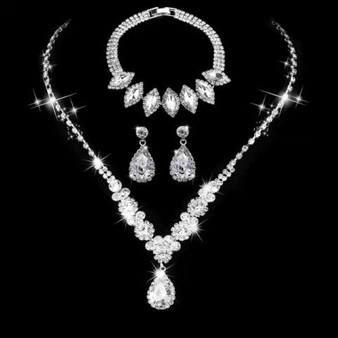 Fashion Water Droplets Rhinestones Bracelets Earrings Necklace — Buy online India at Divine Aura Jewels