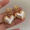 Pair Vintage Style Heart Shape Pearls Drop Earrings — Buy online India at Divine Aura Jewels