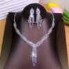 Earrings + Necklace Luxurious Bridal Geometric Rhinestone Tassel - TL071 — Buy online India at Divine Aura Jewels