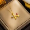 Four Leaf Clover Bear Flower Shell Zircon Bracelets Earrings Necklace — Buy online India at Divine Aura Jewels