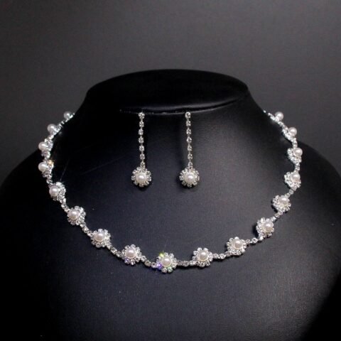 Earrings + Necklace Luxurious Bridal Geometric Rhinestone Tassel - TL034 — Buy online India at Divine Aura Jewels