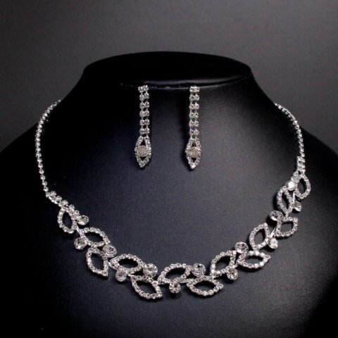 Earrings + Necklace Luxurious Bridal Geometric Rhinestone Tassel - TL081 — Buy online India at Divine Aura Jewels