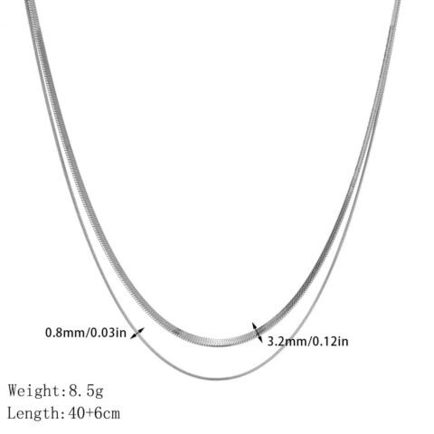 Modern Style Simple Style Classic Style Geometric Solid Color Titanium Steel Plating Double Layer Necklaces Necklace - Jewellery - Image 2