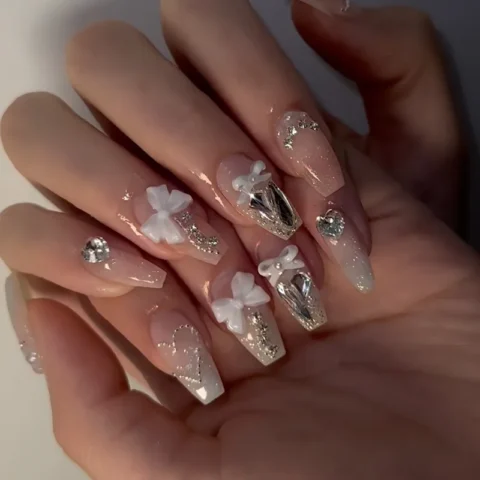 Silver Pink White Collar Press-On Nail Patches — Buy online India at Divine Aura Jewels