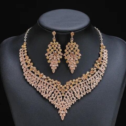 Luxurious Geometric Crystal Earrings Necklace — Buy online India at Divine Aura Jewels