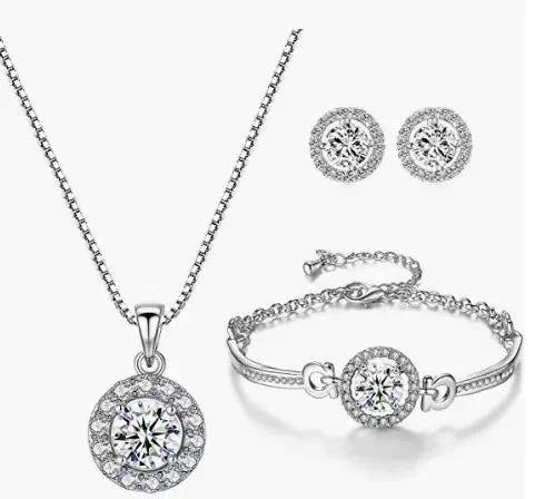 Fashion Water Droplets Alloy Inlay Rhinestones Women's Bracelets Earrings Necklace - 383 Necklace Bracelet Earrings | Fashion jewellery | Divine Aura Jewels