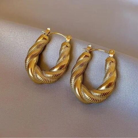 1 Pair Simple Style Classic Style Twist Plating Inlay Titanium Steel Zircon 18k Gold Plated Ear Studs | Fashion jewellery | Divine Aura Jewels