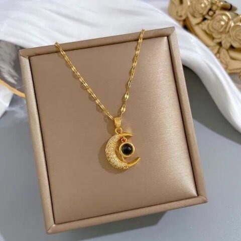 Simple Style Four Leaf Clover Bear Flower Titanium Steel Inlay Shell Zircon Bracelets Earrings Necklace - 85 February Bright Necklace Gold | Fashion jewellery | Divine Aura Jewels
