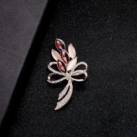 Pin Flower Metal Pearls Diamond Brooches - Wheat Gold Brooch 7.5cm — Buy online India at Divine Aura Jewels