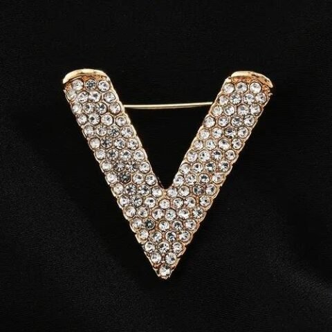 Pin Flower Metal Pearls Diamond Brooches - 1 Leaf Brooch Golden 7.5cm — Buy online India at Divine Aura Jewels