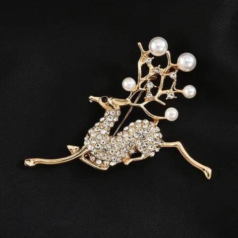 Pin Flower Metal Pearls Diamond Brooches - Heart Brooch Silver 7.5cm — Buy online India at Divine Aura Jewels