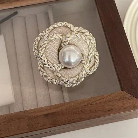 Pin Flower Metal Pearls Diamond Brooches - Bow Silver Brooch 7.5cm — Buy online India at Divine Aura Jewels