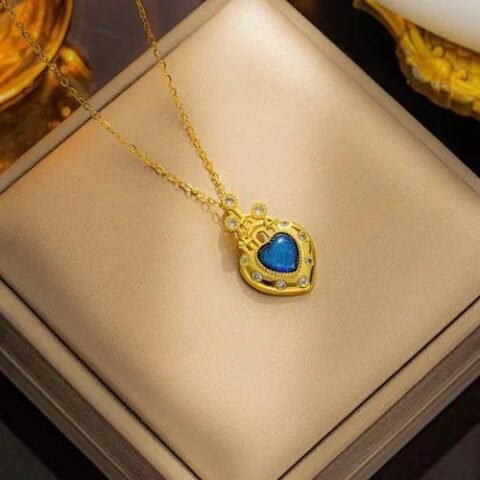 Simple Style Four Leaf Clover Bear Flower Titanium Steel Inlay Shell Zircon Bracelets Earrings Necklace - 8945 Love Gem Castle Blue Starry Sky Gold | Fashion jewellery | Divine Aura Jewels