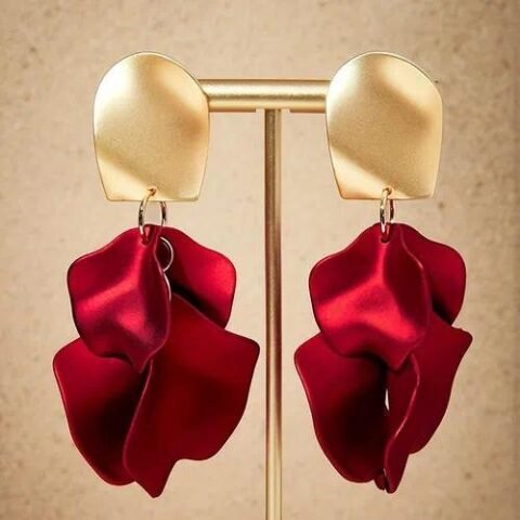 1 Pair Elegant Luxurious Leaf Arylic Alloy Drop Earrings - Jewellery - Image 2