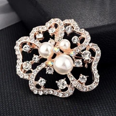 Elegant Pin Flower Brooches - 14-Two-Leaf Pearl — Buy online India at Divine Aura Jewels