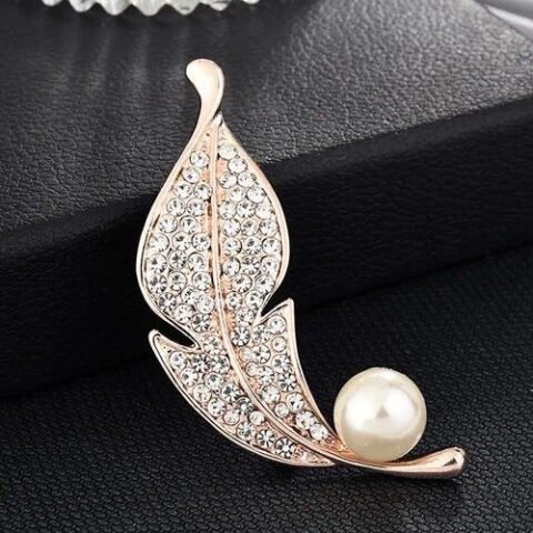 Elegant Pin Flower Brooches - 19-Pearl Leaf — Buy online India at Divine Aura Jewels
