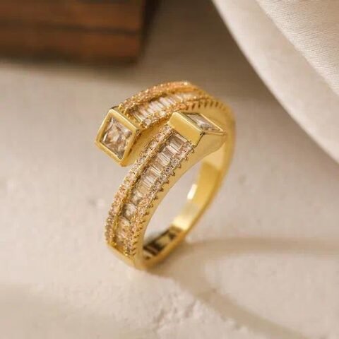 Geometric Solid Color Zircon Open Rings - 14034 — Buy online India at Divine Aura Jewels