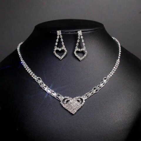 Earrings + Necklace Luxurious Bridal Geometric Rhinestone Tassel - TL120 — Buy online India at Divine Aura Jewels