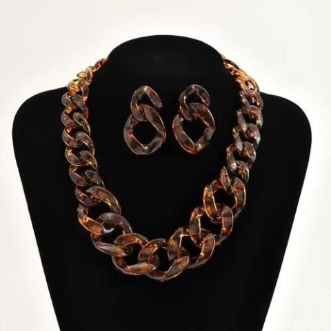 Geometric Arylic Plating Women's Earrings Necklace Jewelry set - Style 4 | Fashion jewellery | Divine Aura Jewels