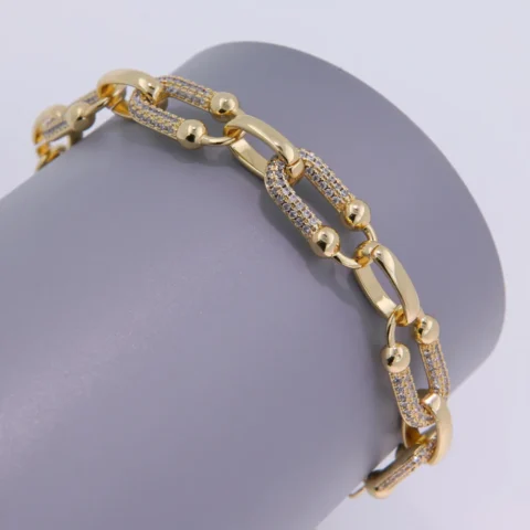 Vacation Shiny U Shape Zircon 18K Patchwork Paperclip Chain Bracelet — Buy online India at Divine Aura Jewels