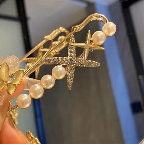 Elegant Pin Flower Brooches - 74-Gold Blue Crystal — Buy online India at Divine Aura Jewels