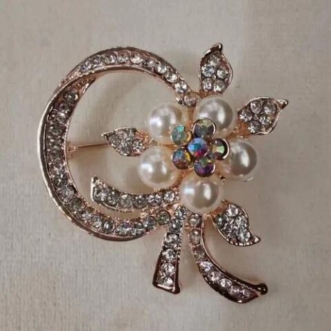 Elegant Pin Flower Brooches - 77-Silver White Crystal — Buy online India at Divine Aura Jewels