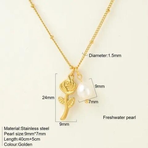 Simple Style Classic Style Angel Heart Shape Bow Knot 304 Stainless Steel Pendant Necklace Clip Bead Necklace - rose flower-G3 | Fashion jewellery | Divine Aura Jewels