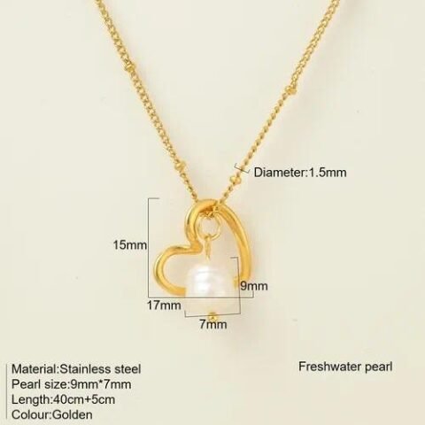 Simple Style Classic Style Angel Heart Shape Bow Knot 304 Stainless Steel Pendant Necklace Clip Bead Necklace - Red Heart-1727-G | Fashion jewellery | Divine Aura Jewels