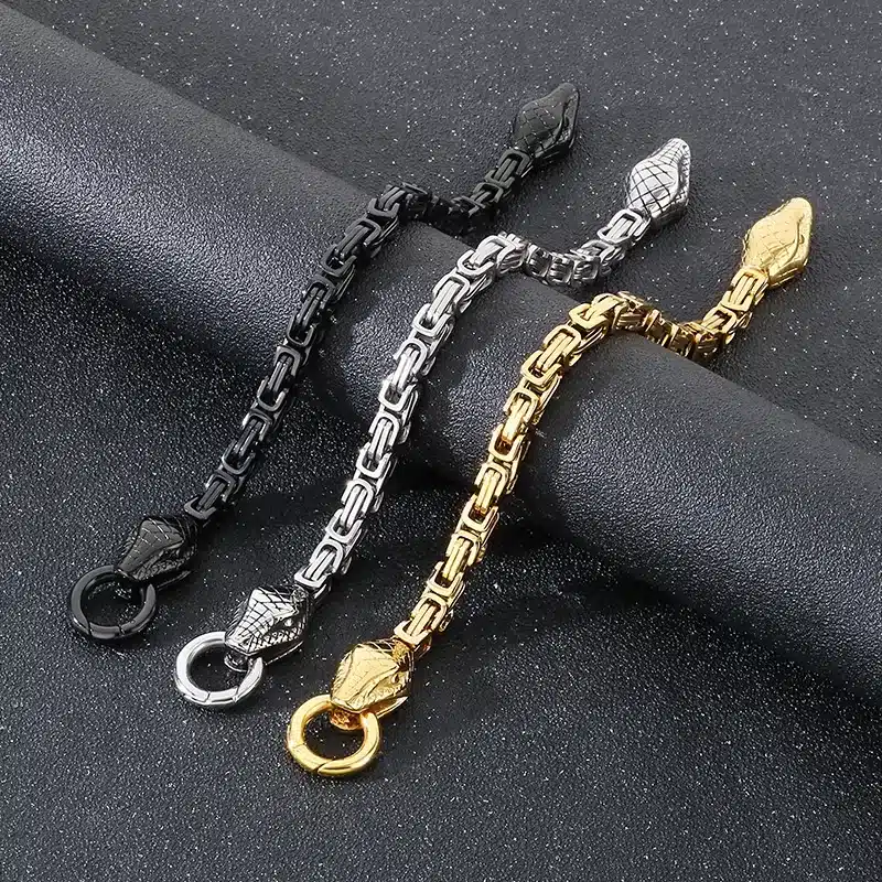 Snake 304 Stainless Steel 18K Gold Plated Ion Plating (IP) Men's Bracelets Men's Chain Bracelets