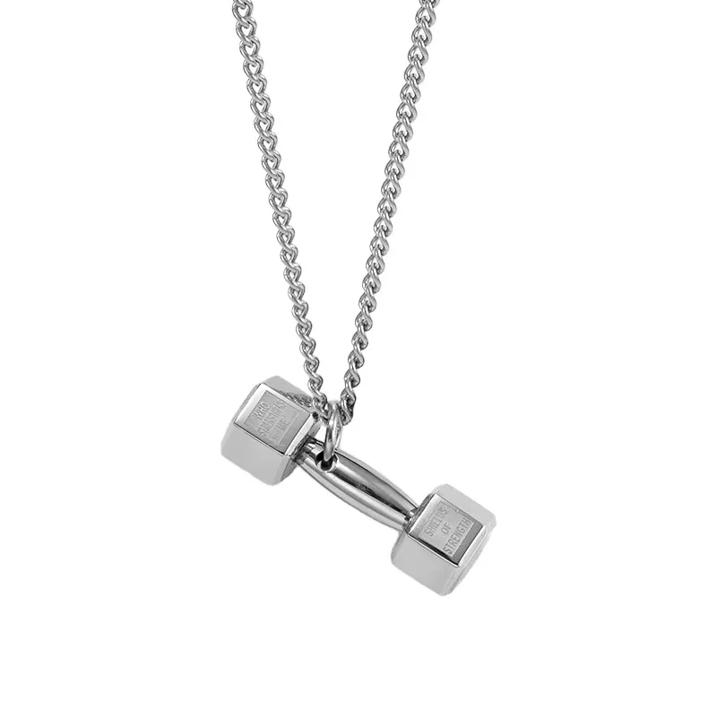 Stainless Steel Dumbbell Pendant Set - Image 2