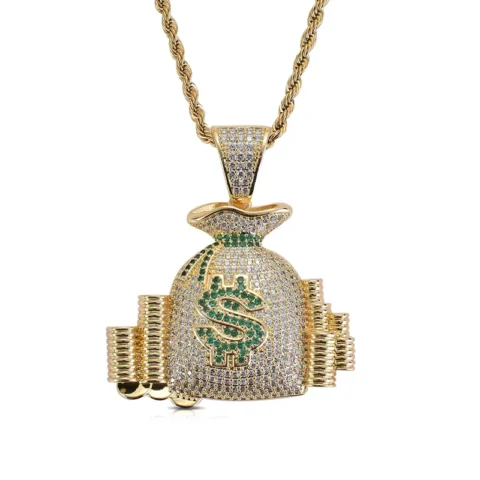 Iced Out Money Bag Pendant
