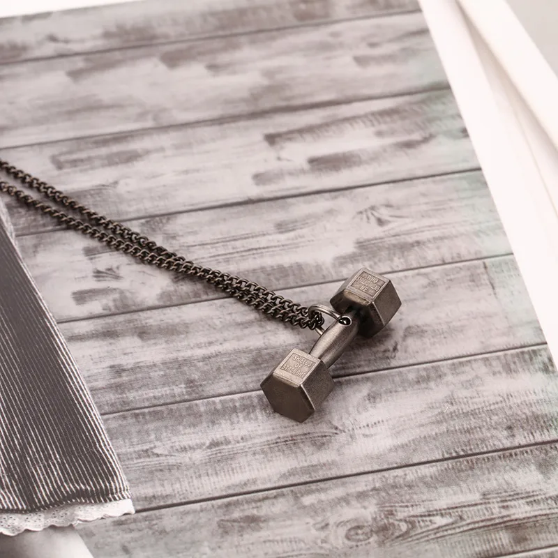 Stainless Steel Dumbbell Pendant Set - Image 3