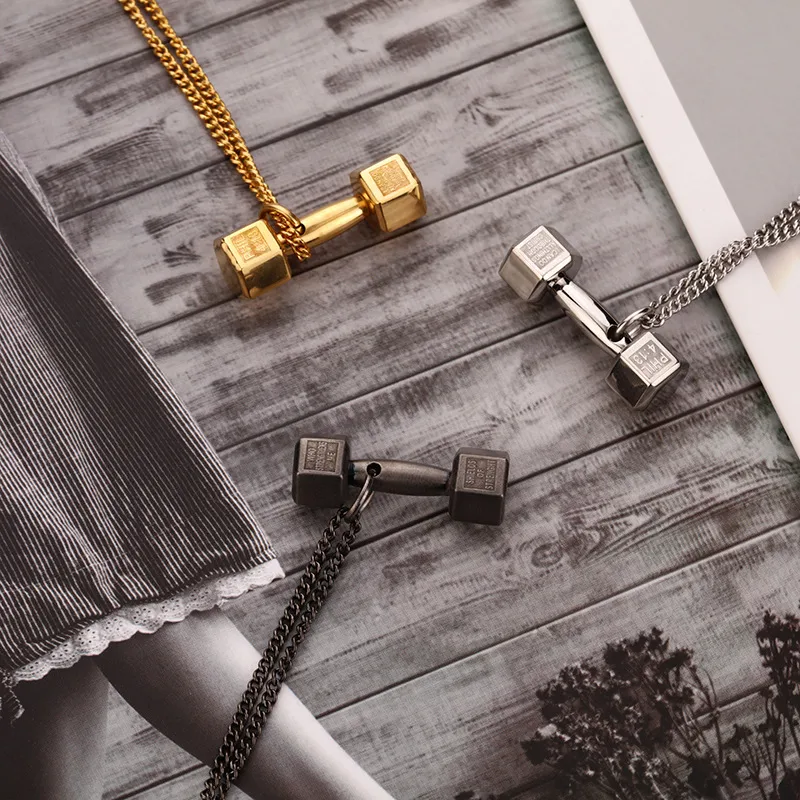 Stainless Steel Dumbbell Pendant Set