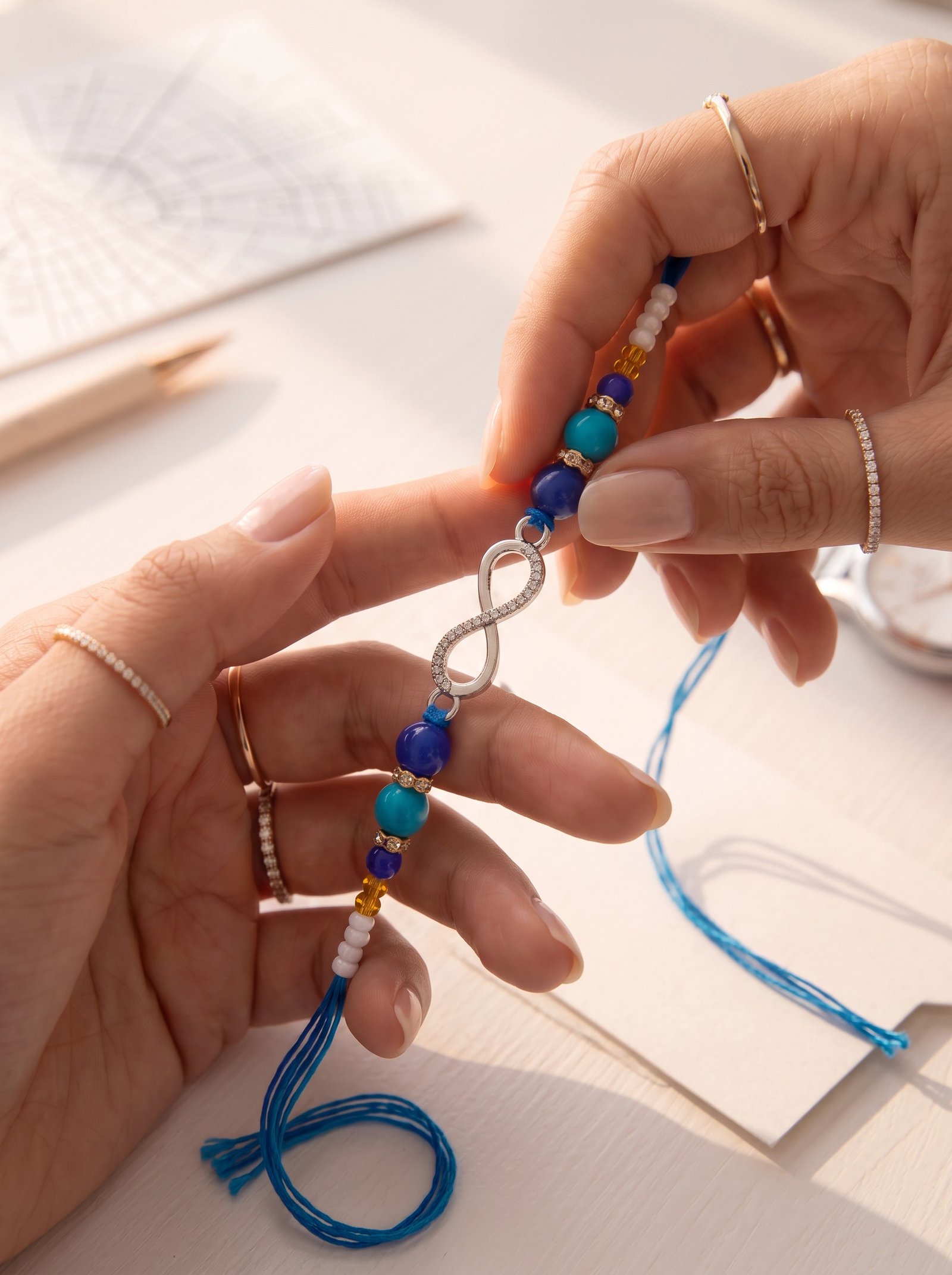 Silver Evil Eye Infinity Rakhi - Image 3