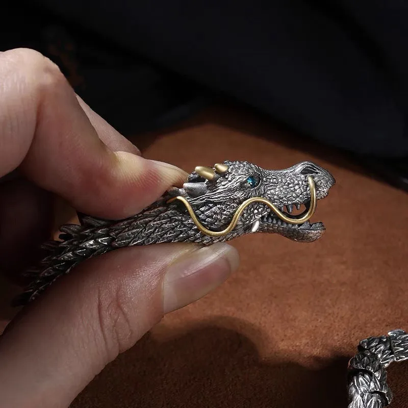 Ouroboros-Style Dragon Link Chain Bracelet - Image 3