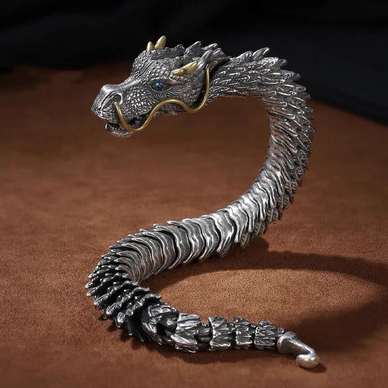Ouroboros-Style Dragon Link Chain Bracelet
