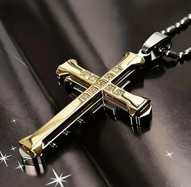 Crystal Inlaid Jesus Cross Pendant Necklace