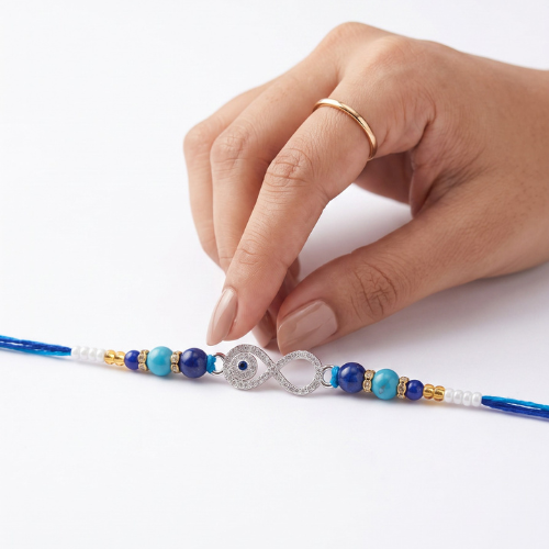 Silver Evil Eye Infinity Rakhi