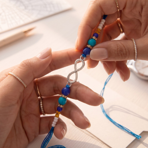 Silver Evil Eye Infinity Rakhi - Image 2