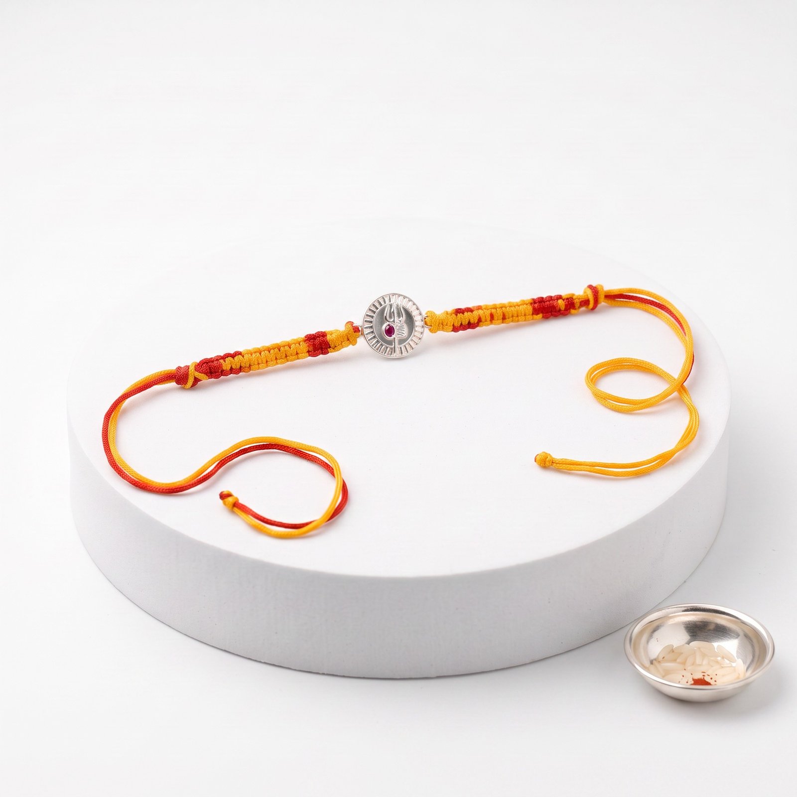 Silver Divine Trishul Mahadev Rakhi - Image 2