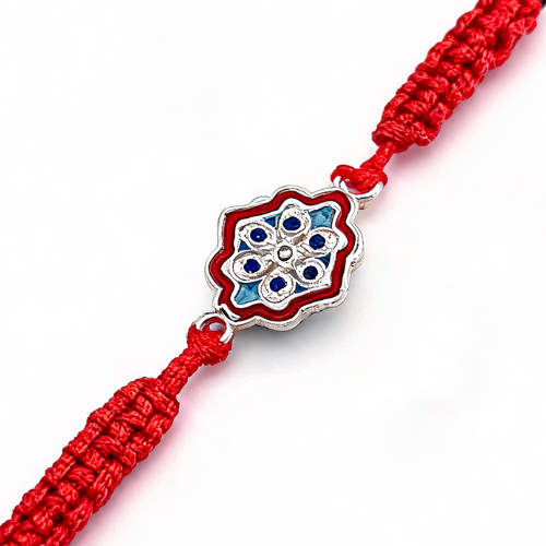 Silver Meenakari Floral Rakhi
